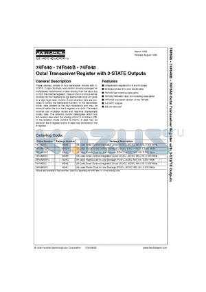 74F646BSC datasheet - Octal Transceiver/Register with 3-STATE Outputs