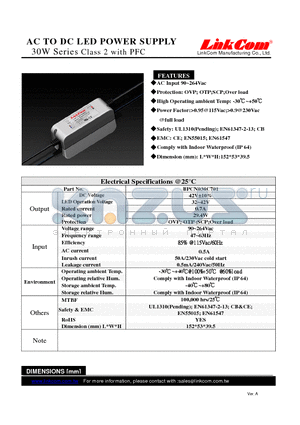 BPCN030C701 datasheet - AC TO PC LED POWER SUPPLY