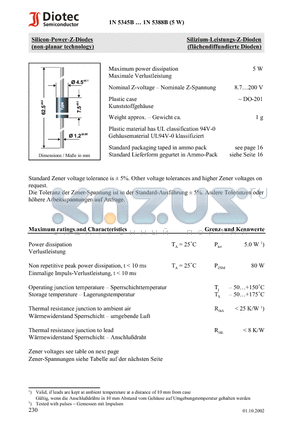 1N5365B datasheet - Silicon-Power-Z-Diodes (non-planar technology)