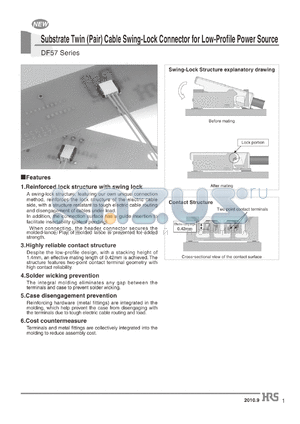 DF57-5S-1.2C datasheet - Substrate Twin (Pair) Cable Swing-Lock Connector for Low-Profile Power Source