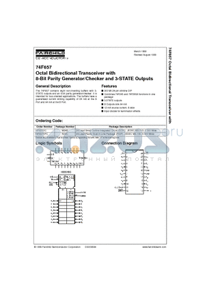 74F657 datasheet - Octal Bidirectional Transceiver with 8-Bit Parity Generator/Checker and 3-STATE Outputs