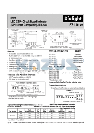 521-9631 datasheet - 2mm LED CBI Circuit Board Indicator (DIN 41494 Compatible), Bi-Level