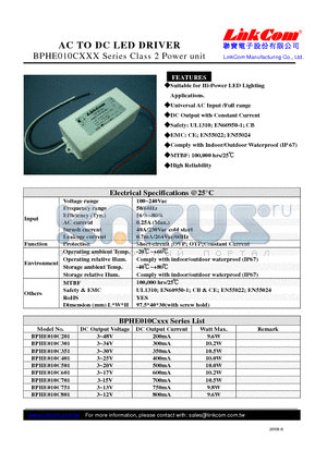 BPHE010C701 datasheet - AC TO DC LED DRIVER