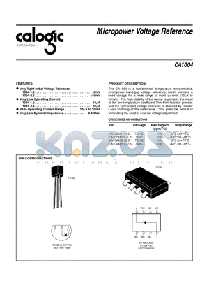 CA1004BY1 datasheet - Micropower Voltage Reference