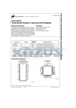 74F676SC datasheet - 16-Bit Serial/Parallel-In, Serial-Out Shift Register