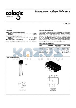 CA1004N2 datasheet - Micropower Voltage Reference