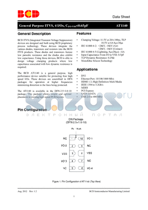 AT1140 datasheet - General Purpose ITVS, 4 I/Os, CI/O-VSS<0.65pF