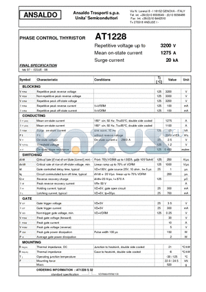 AT1228 datasheet - PHASE CONTROL THYRISTOR