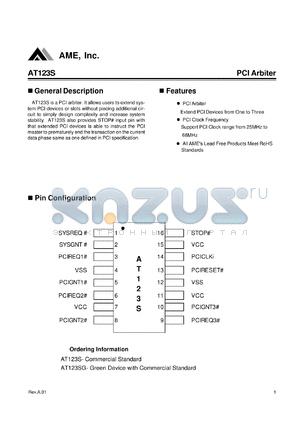 AT123S datasheet - PCI Arbiter