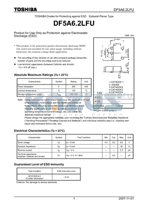 DF5A6.2LFU datasheet - Product for Use Only as Protection against Electrostatic Discharge (ESD).
