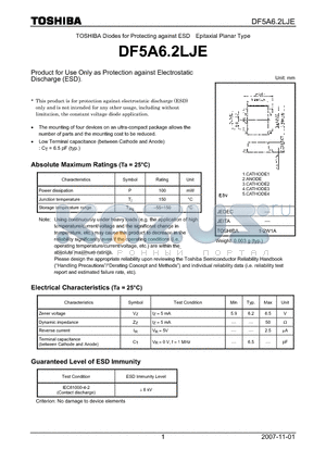 DF5A6.2LJE datasheet - Product for Use Only as Protection against Electrostatic Discharge (ESD).
