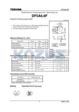 DF5A6.8F datasheet - TOSHIBA Diodes for Protecting against ESD Epitaxial Planar Type