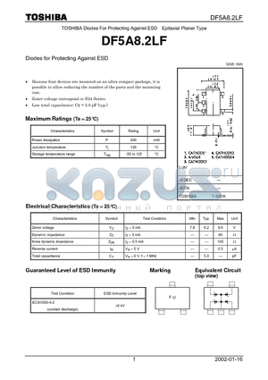 DF5A8.2LF datasheet - Diodes for Protecting Against ESD