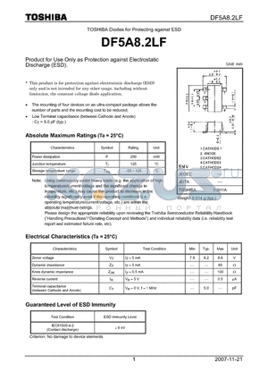 DF5A8.2LF_07 datasheet - Product for Use Only as Protection against Electrostatic Discharge (ESD).