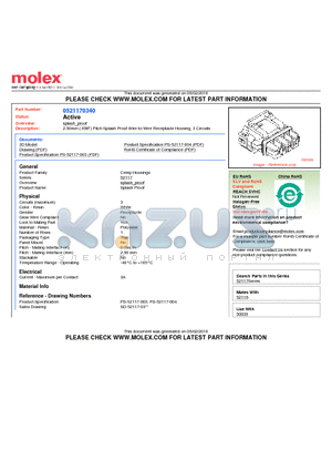 52117-0340 datasheet - 2.50mm (.098