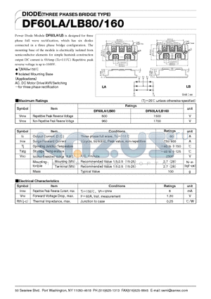 DF60LA160 datasheet - DIODE(THREE PHASES BRIDGE TYPE)