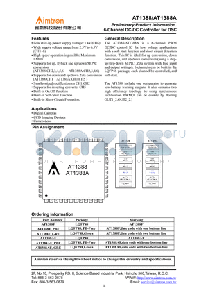 AT1388 datasheet - 6-Channel DC-DC Controller for DSC