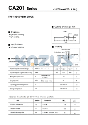 CA201 datasheet - FAST RECOVERY DIODE