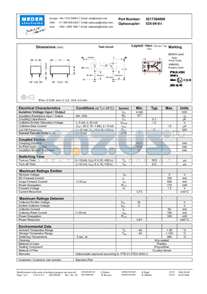 5217304000 datasheet - OPT COUPLER