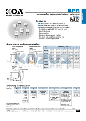 BPR2CFTR10J datasheet - rectangular type metal plate resistors