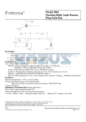 2864 datasheet - Stacking Right Angle Banana Plug Each End