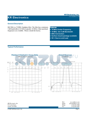 2866 datasheet - 70 MHz bandpass filter