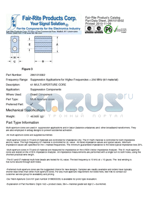 2861010002 datasheet - 61 MULTI-APERTURE CORE