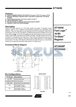 AT16646F datasheet - AT16646 Fast Logic 16-Bit Tri-State Register