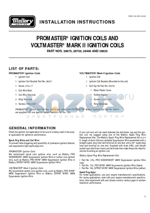 28675 datasheet - IGNITION COILS AND MARK II IGNITION COILS