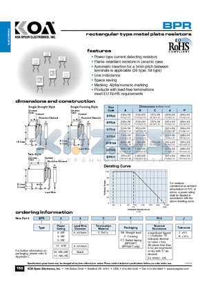 BPR58CFR10J datasheet - rectangular type metal plate resistors