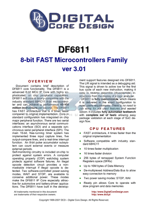 DF6811 datasheet - 8-bit FAST Microcontrollers Family