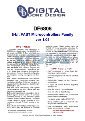 DF6805 datasheet - 8-bit FAST Microcontrollers Family