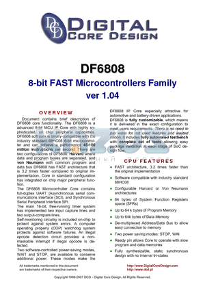 DF6808 datasheet - 8-bit FAST Microcontrollers Family