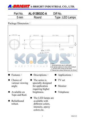 AL-513BG3C-A_06 datasheet - 5 mm Round LED Lamps