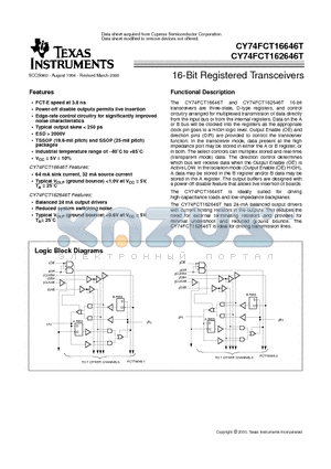 74FCT162646ETPVCT datasheet - 16-Bit Registered Transceivers