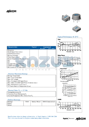 A26 datasheet - 10 TO 1500 MHz CASCADABLE AMPLIFIER
