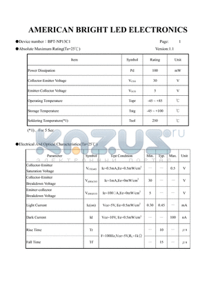 BPT-NP13C1 datasheet - LED