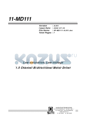 11-MD111 datasheet - Low-saturation, Low-voltage 1.5 Channel Bi-directional Motor Driver