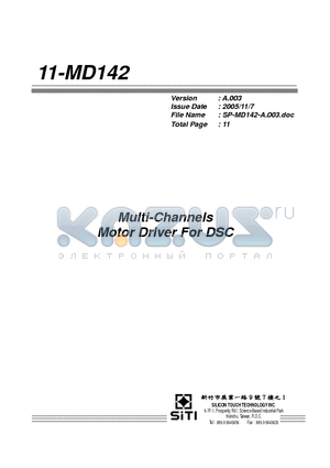 11-MD142 datasheet - Multi-Channels Motor Driver For DSC