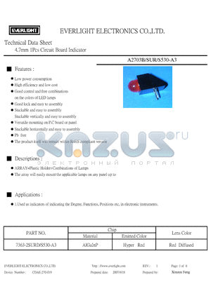 A2703B-SUR-S530-A3 datasheet - 4.7mm 1Pcs Circuit Board Indicator
