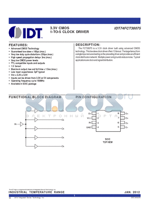 74FCT38075DGGI datasheet - 3.3V CMOS 1-TO-5 CLOCK DRIVER