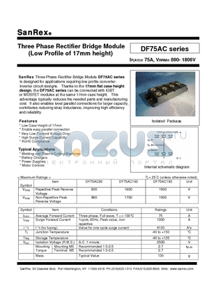 DF75AC datasheet - Three Phase Rectifier Bridge Module