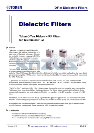 DF863S22B datasheet - DF-B Dielectric Filters