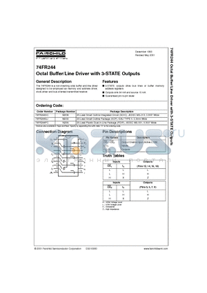 74FR244 datasheet - Octal Buffer/Line Driver with 3-STATE Outputs