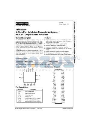 74FR25900 datasheet - 9-Bit, 3-Port Latchable Datapath Multiplexer with 25W Output Series Resistors