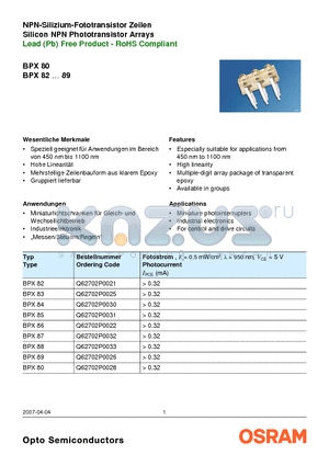 BPX80 datasheet - Lead (Pb) Free Product - RoHS Compliant