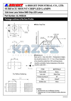 AL-HKB33A_09 datasheet - 1206 Inner Lens Yellow SMD Chip LED Lamps