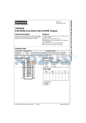 74FR9240SC datasheet - 9-Bit Buffer/Line Driver with 3-STATE Outputs