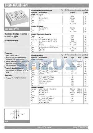 28AHB16V1 datasheet - 3-phase bridge rectifier
