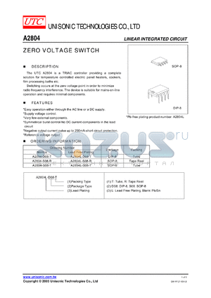 A2804_05 datasheet - ZERO VOLTAGE SWITCH